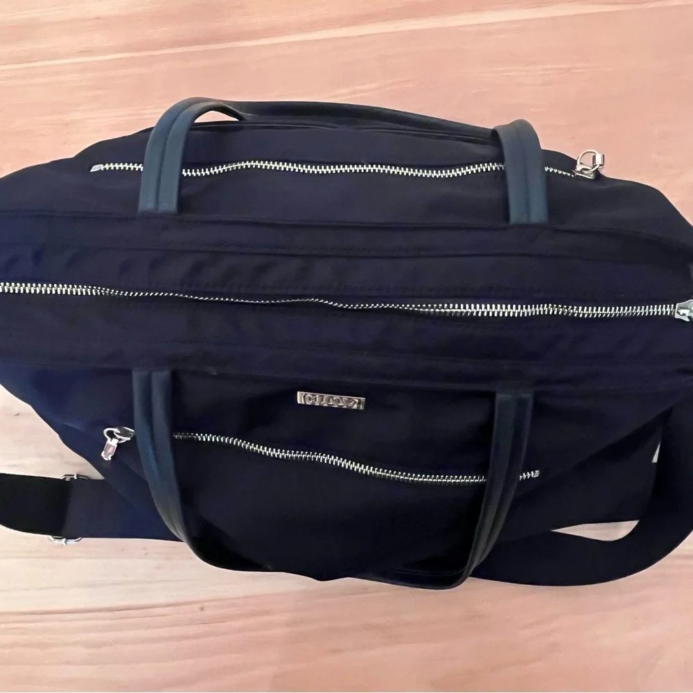 MILLY Luxe Diaper Bag Black Nylon w/ Leather Trim with Changing Pad - MSRP $350